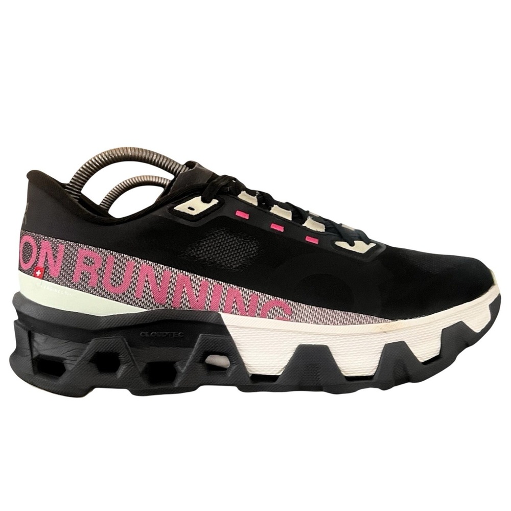 On Cloudmonster Hyper Womens Running Shoes Black White Pink 3WE10121481 Size 10